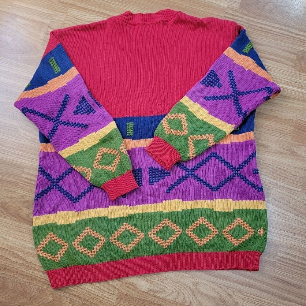 90s Bright Color Block Sweater - Picture 2 of 7